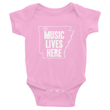 Arkansas "MUSIC LIVES HERE" Baby Onesie