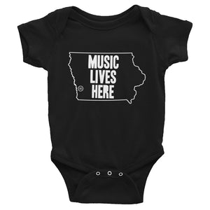 Iowa "MUSIC LIVES HERE" Baby Onesie