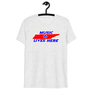 Tennessee Tri-Star Colors "MUSIC LIVES HERE" Triblend T-Shirt