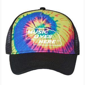 Nebraska "MUSIC LIVES HERE" Tie Dye Hat