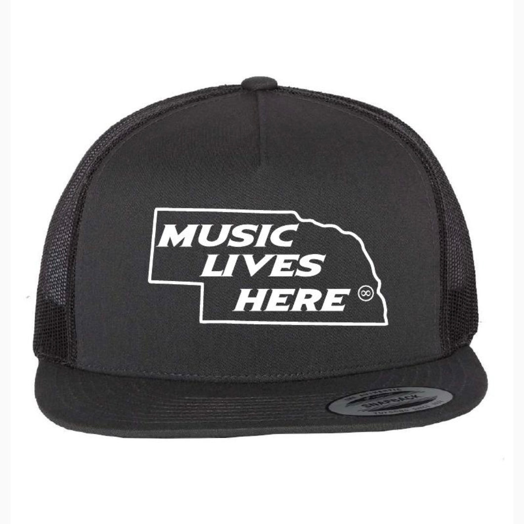 Nebraska “Music Lives Here” Flat Bill SnapBack Hat