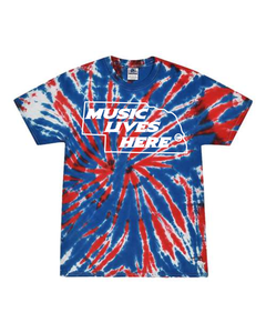 Nebraska USA Union Jack "MUSIC LIVES HERE" (Original) Men's Tie Dye T-Shirt