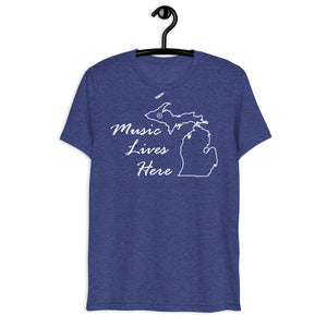 Michigan (Peninsula) -"MUSIC LIVES HERE" Triblend T-shirt