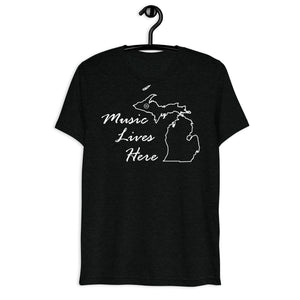 Michigan (Peninsula) -"MUSIC LIVES HERE" Triblend T-shirt