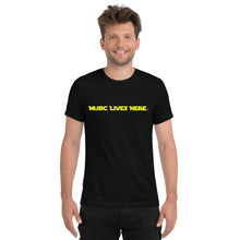 "MUSIC LIVES HERE" Sci-fi Triblend T-Shirt