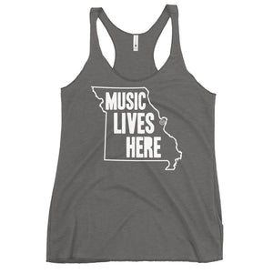 Missouri (St. Louis) "MUSIC LIVES HERE" Women's Racerback Tank