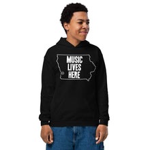 Iowa "MUSIC LIVES HERE" Youth heavy blend hoodie