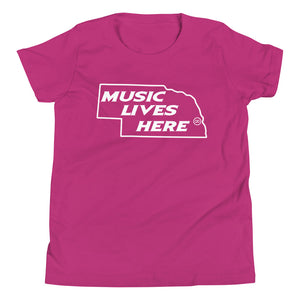 Nebraska "MUSIC LIVES HERE" Youth Short Sleeve T-Shirt