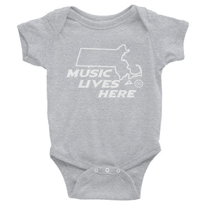 Massachusetts "MUSIC LIVES HERE" Baby Onesie