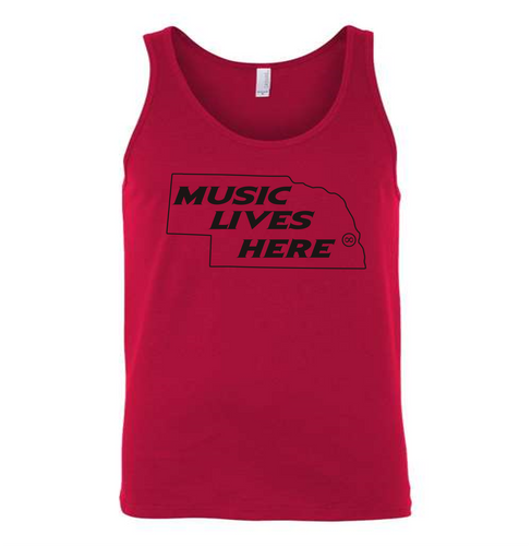 Nebraska Omaha (Red/Black) “Music Lives Here” Men’s Tank Top