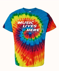 Nebraska "MUSIC LIVES HERE" (Original) Men's Tie Dye T-Shirt