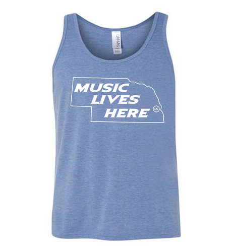 Nebraska Omaha (Baby Blue) “Music Lives Here” Men’s Tank Top