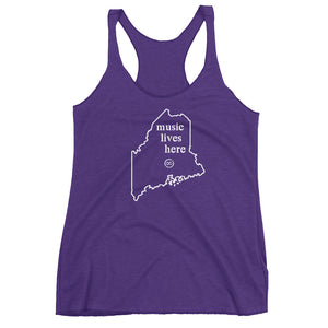 Maine "MUSIC LIVES HERE" Women's Triblend Racerback Tank