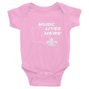 Louisiana "MUSIC LIVES HERE" Baby Onesie