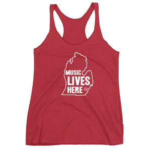 Michigan "MUSIC LIVES HERE" Women's Triblend Racerback Tank