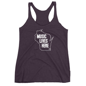 Wisconsin "MUSIC LIVES HERE" Women's Triblend Racerback Tank