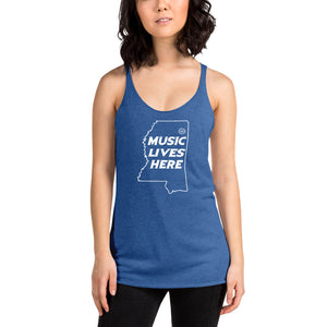 Mississippi "MUSIC LIVES HERE" Women's Triblend Racerback Tank