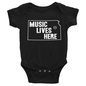 Kansas "MUSIC LIVES HERE" Baby Onesie