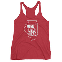 Illinois "MUSIC LIVES HERE" Women's Triblend Racerback Tank Top