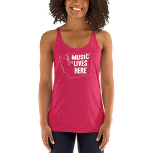 Washington "MUSIC LIVES HERE" Women's Triblend Racerback Tank