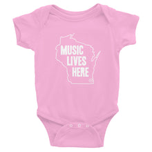 Wisconsin "MUSIC LIVES HERE" Baby Onesie