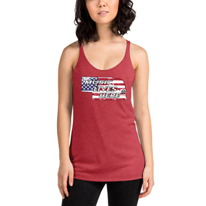 Nebraska Patriot "MUSIC LIVES HERE" Women's Triblend Racerback Tank