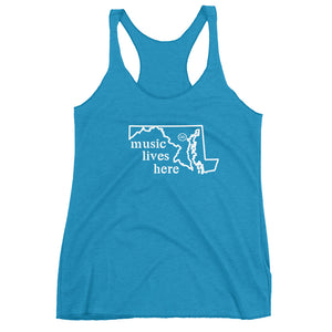 Maryland "MUSIC LIVES HERE" Women's Triblend Racerback Tank