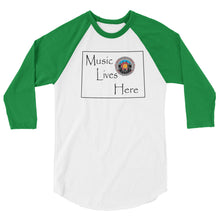 Colorado Pride "MUSIC LIVES HERE" 3/4 sleeve raglan shirt