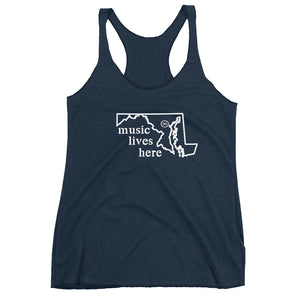 Maryland "MUSIC LIVES HERE" Women's Triblend Racerback Tank