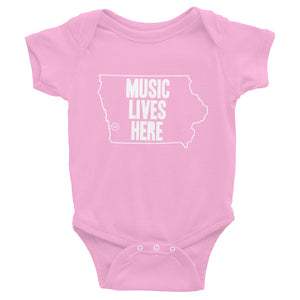 Iowa "MUSIC LIVES HERE" Baby Onesie