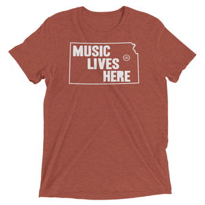Kansas "MUSIC LIVES HERE" Men's Triblend Tshirt