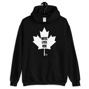 Canada "MUSIC LIVES HERE" Black Maple Leaf - Hoodie