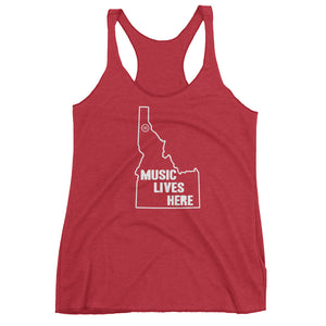 Idaho "MUSIC LIVES HERE" Women's Triblend Racerback Tank Top