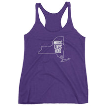 New York "MUSIC LIVES HERE" Women's Triblend Racerback Tank Top