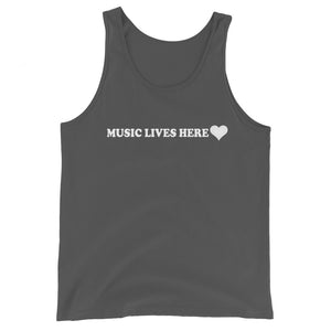 "MUSIC LIVES HERE" with Heart - Men's Tank Top