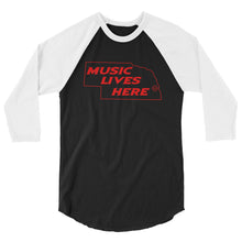 Nebraska "MUSIC LIVES HERE" 3/4 sleeve raglan shirt