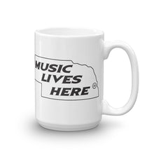Nebraska "MUSIC LIVES HERE" White Mug