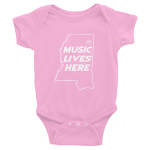 Mississippi "MUSIC LIVES HERE" Baby Onesie