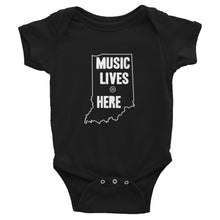 Indiana "MUSIC LIVES HERE" Baby Onesie