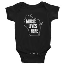 Wisconsin "MUSIC LIVES HERE" Baby Onesie