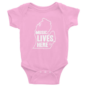 Michigan "MUSIC LIVES HERE" Baby Onesie