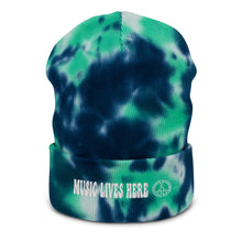 A Groovy "MUSIC LIVES HERE" Tie-dye beanie
