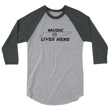 Tennessee (Nashville) "MUSIC LIVES HERE" 3/4 sleeve raglan shirt