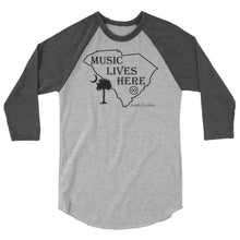 South Carolina (Moon) "MUSIC LIVES HERE" 3/4 sleeve raglan shirt