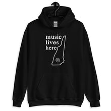 New Hampshire "MUSIC LIVES HERE" Men's Hooded Sweatshirt