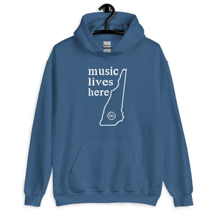 New Hampshire "MUSIC LIVES HERE" Men's Hooded Sweatshirt