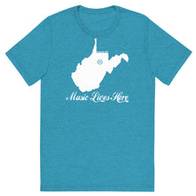 West Virginia "MUSIC LIVES HERE" Solid Triblend Short sleeve t-shirt