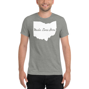 Ohio "MUSIC LIVES HERE" Solid Triblend Short sleeve t-shirt
