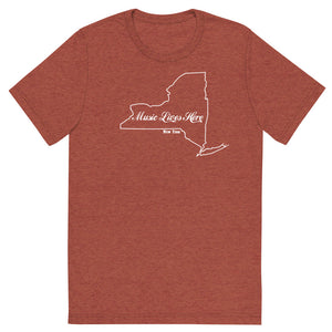 New York "MUSIC LIVES HERE" Proud  Triblend Short sleeve t-shirt