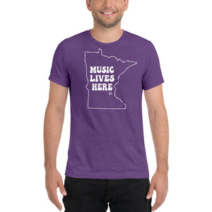 Minnesota Hippy "MUSIC LIVES HERE" Triblend Short sleeve t-shirt